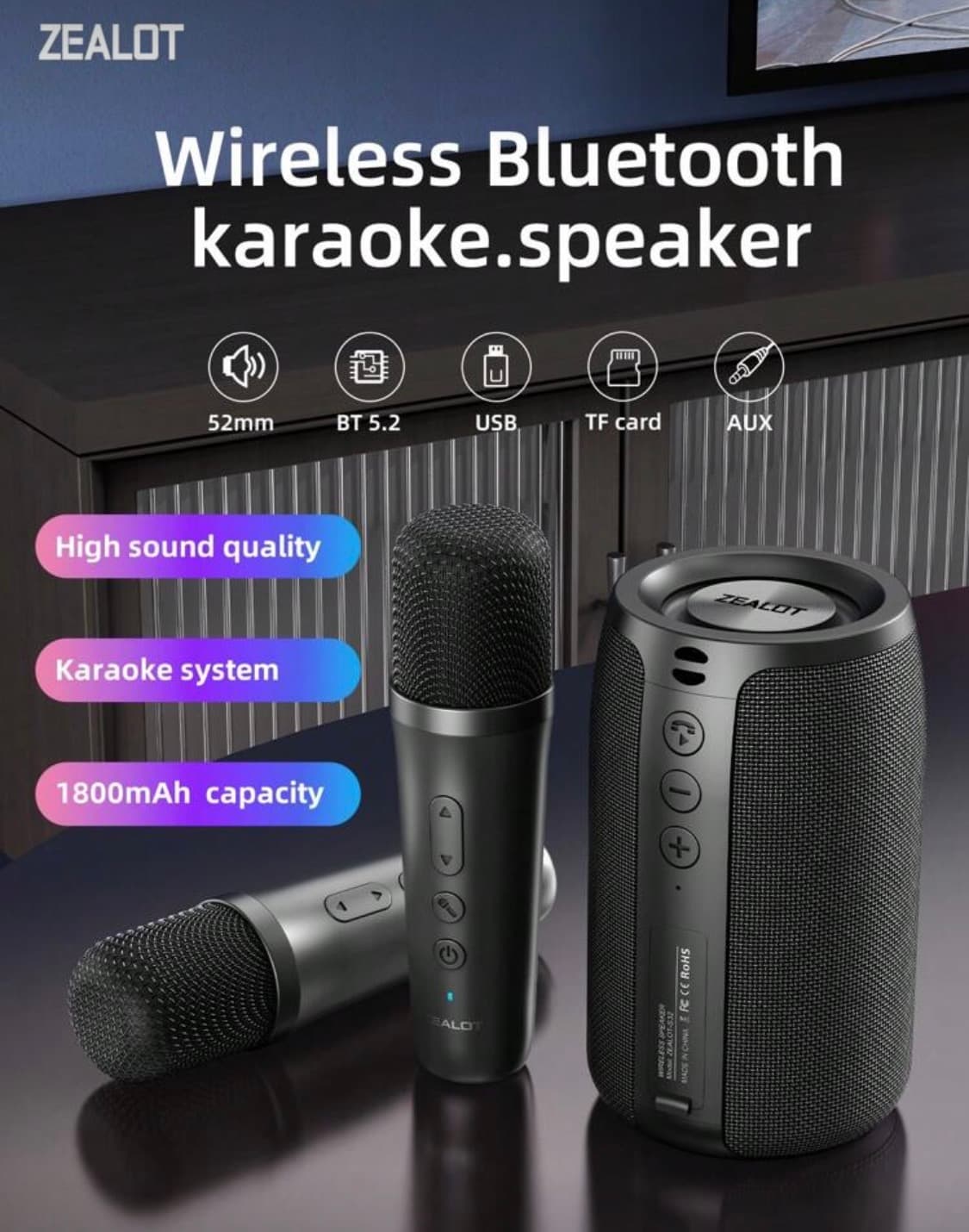 Parlante zealot s32 con micrófono